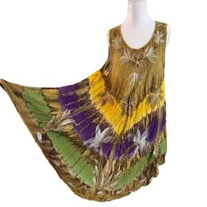 Whimsical Boho Midi Dress One Size Asymmetrical Tropical Artsy Fairy Festival